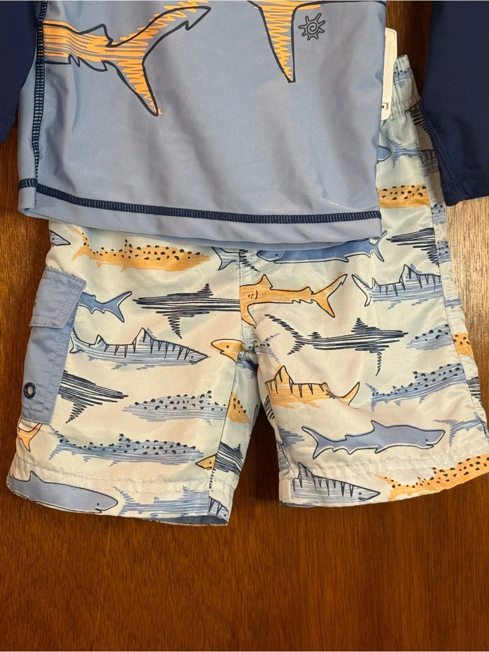 UV Skinz Kids 3-Piece Swim Suit Set Shark Blue UPF 50+ size 3T